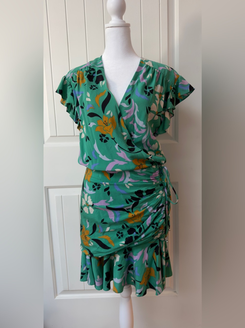 Veronica Beard Maria Dress Green Printed Silk Women’s Size 6 Wedding Evening